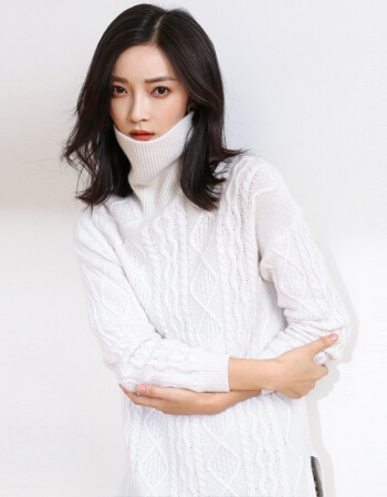 秋冬季女士新款山羊绒衫套头贴身中长款毛衣时尚百搭针织羊毛衫 白色