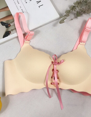 内衣女文胸聚拢春秋韩版无钢圈系带拉绳一片式小胸调整型性感罩杯