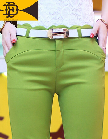 百搭休闲西裤女修身显瘦小脚铅笔裤女士外穿长裤olsn7072sn35 浅绿色