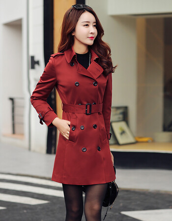 夏尔维纳 风衣女春装新款修身气质淑女装韩版女式中长款秋装外套春装