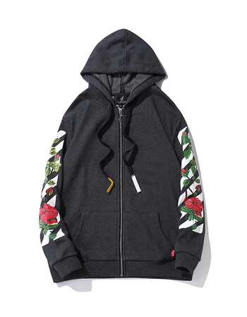 嘻哈风玫瑰小丑印花卫衣情侣连帽套头上衣韩系潮牌外套男 灰色s9915-1