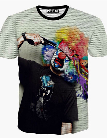 男短袖夏季运动跑步健身衣服网孔t恤 小丑持枪 网孔款 l