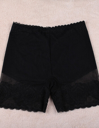 女蕾丝无痕安全裤 防走光打底裤 透气三分保险裤 26001#黑色 xl码