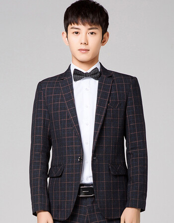 男士小西装修身款外套韩版休闲小西服男商务正装男时尚 酒红色 m