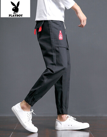 花花公子2017秋装裤子啤酒瓶纯棉休闲裤裤子 黑色 5xl