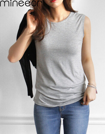mineeor 2016夏款新品女装百搭宽松工字背心纯色显瘦无袖打底衫t恤女t