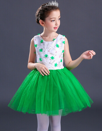 儿童演出服女童公主裙合唱团礼服幼儿园舞蹈服装蓬蓬纱裙表演qss 绿色
