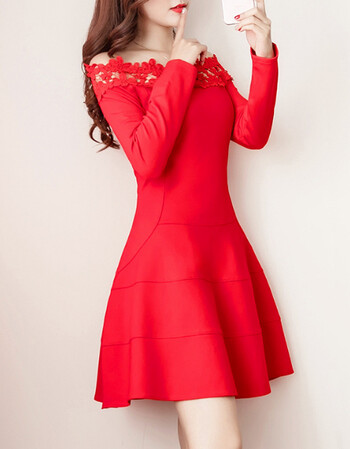 夏尔维纳2018夏季女装红色连衣裙女夏显瘦新娘结婚礼服蕾丝小红裙回门