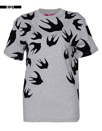 mcq麦寇/亚历山大麦昆副线 设计师品牌 女士燕子款logo短袖t恤 灰色 s