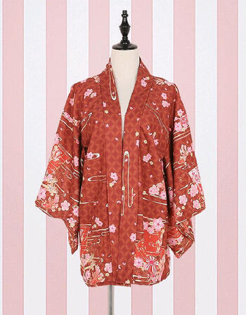 哥姿秀2018日系和风花魁柄浴衣羽织外套 羽织红色 均码