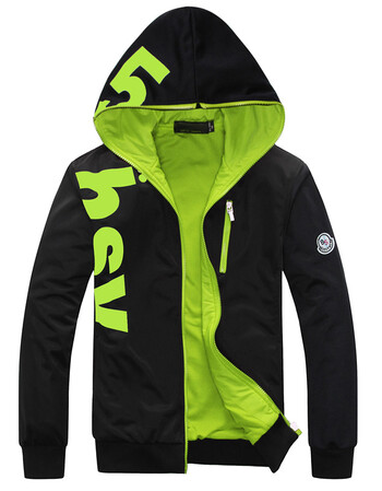 秋款男士潮男时尚连帽开衫休闲卫衣外套加肥加大码胖人男装卫衣 绿色