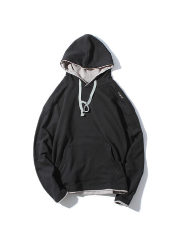 日系复古潮流连帽卫衣男大码宽松纯色潮运动休闲帽衫男式兜帽外套