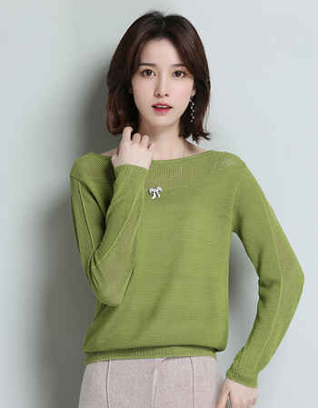 夏尔维纳冰丝针织衫女薄款春季宽松韩版百搭镂空上衣初春款大码长袖