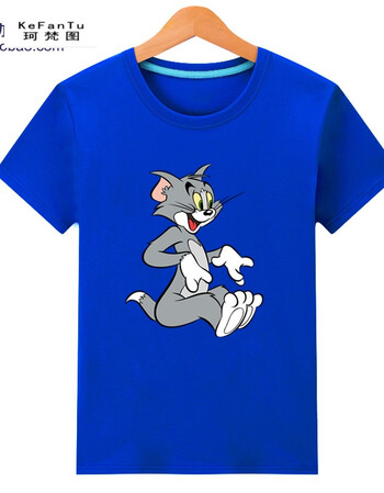 猫和老鼠t恤情侣装杰瑞鼠衣服女杰瑞鼠短袖t恤衫 汤姆猫02坐着蓝色 l