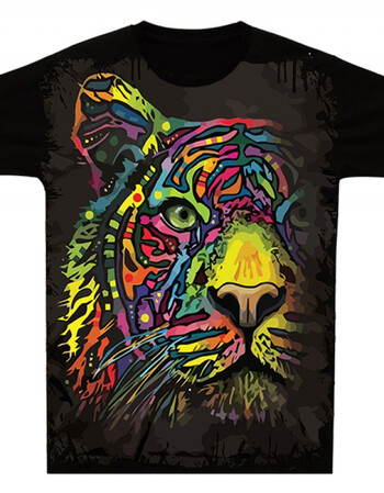 3d立体男动物图案印花可爱纯棉男装短袖大码t恤美国潮牌学生夏季 图案