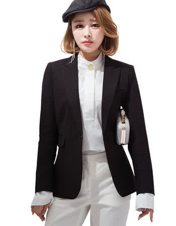 小西装女外套新款春秋装韩版女士修身显瘦长袖休闲西服女上衣 黑色 l