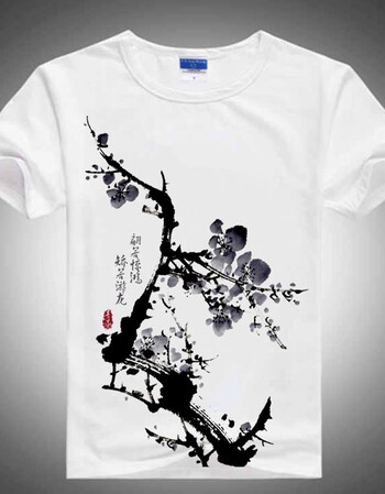 山水水墨画儒雅文艺衫型男潮 女长短袖t恤上衣服sz 10 宽松款男xxl
