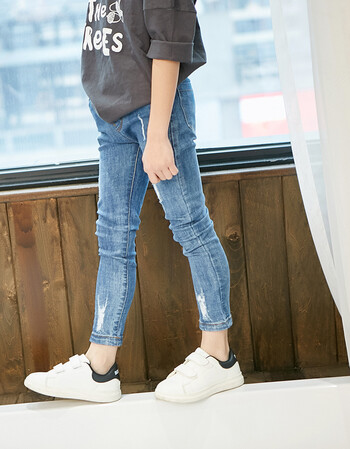 童装男童小脚牛仔裤子2018春装新款儿童紧身中大童韩版修身铅笔裤 浅
