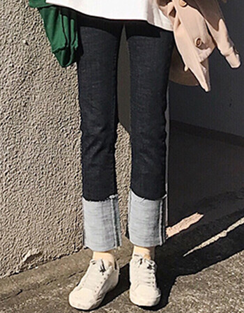 学生新款上衣字母打底宽松显瘦圆领短袖t恤女 韩版修身显瘦黑色牛仔裤