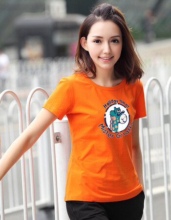 新款t恤短袖女夏宽松女装半袖韩版潮运动糖果色体恤衫 桔色 l