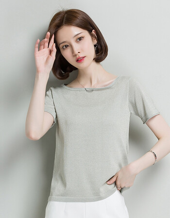 欧尼盾2018夏季新款圆领薄款套头短袖针织衫女装冰丝纯色半袖t恤韩版