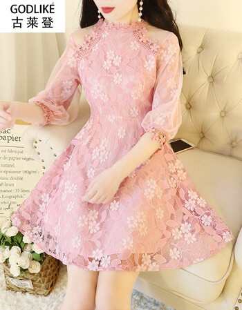 女装 连衣裙 古莱登(godlike) 古莱登ins超火的樱花粉超仙甜美旗袍小