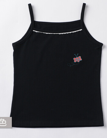 儿童吊带背心女单件装女童莱卡棉夏季中大童宝宝打底衫内衣 黑色 150