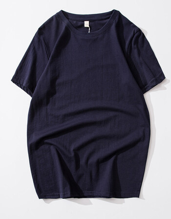 尊首夏季男士短袖t恤圆领纯色体恤韩版半袖夏装上衣潮男装打底衫 藏青