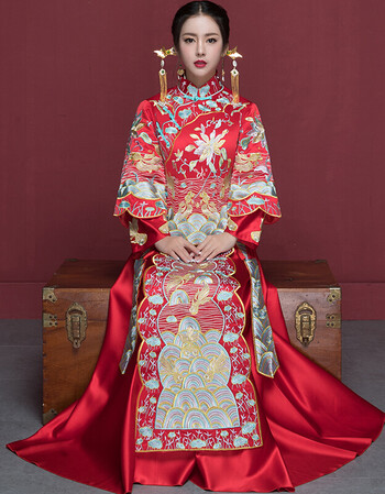 2018年秀禾服秋季新款中式新娘结婚敬酒服嫁衣旗袍红色礼服龙凤褂女