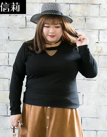 胖女人显瘦款大码女装春装胖mmt恤大码女装春季200斤显瘦胖妹妹打底衫