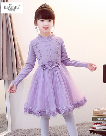 三四五六七十岁小学生小女孩穿的公主裙子 紫色 80cm(150cm(标准码))
