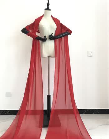 无接缝汉服雪纺披帛/cos古装披巾舞台表演仙女装长飘带 红色 长6米*宽