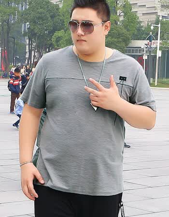 加肥加大码男装潮牌胖子特大号胖人男士纯棉短袖宽松肥佬t恤夏季 灰色