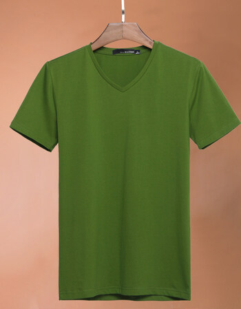 t恤男2018夏季新款男士休闲短袖t恤小衫男上衣半袖韩版潮 r066绿色v领