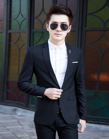 秋新款时尚男士发型师单西服韩版青年修身夜店潮男小西装男薄外套