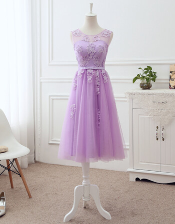 2018新款姐妹团伴娘服中长晚礼服女长款毕业小礼服学生 淡紫色中长款