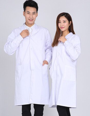 医生药店白褂长短袖男女工作服美容院护士学生实验服 白色 s