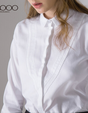 g2000女装全棉长袖衬衫 2018春季新款花纹衣襟商务通勤休闲上衣女