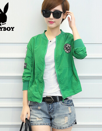 花花公子2017春装新款韩版长袖短款棒球服短外套休闲显瘦女薄秋装潮