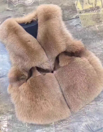 4代 进口整皮狐狸毛背毛皮草皮草背心显瘦海宁 豆沙色 l