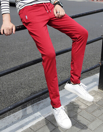 优衣库官方旗舰店男士休闲裤纯棉运动裤男裤子 红色 2xl