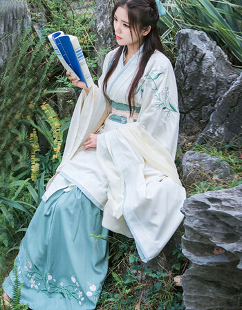 汉服女 正规 传统礼古装清新淡雅大袖衫襦裙古风女装飘逸 衣服可以拆