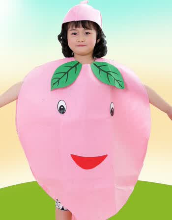 水果服装儿童表演服环保服装时装秀衣服子装幼儿园六一演出服 水蜜桃