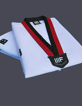 道服跆拳道服装儿童男女款元武道旋风少女训练服 140红黑领 均码