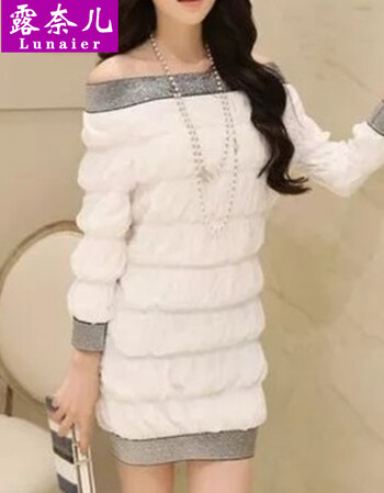 
                                        露奈儿 2017秋冬新款夜店性感女装长袖蕾丝连衣裙修身显瘦打底裙1669 白色 均码                