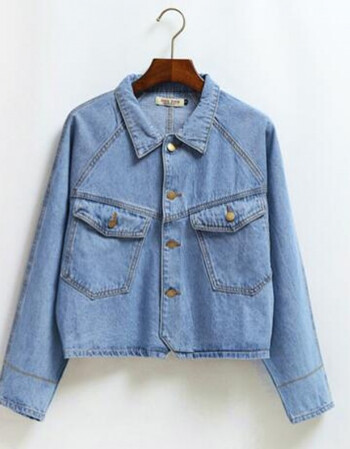 春秋韩版蝙蝠袖拼接牛仔外套女宽松短款休闲百搭夹克上衣潮 浅蓝色 xl