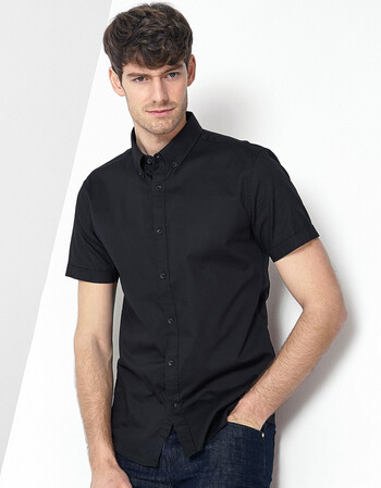2018夏新品中青年男士短袖方领衬衫商务纯棉时尚休闲衫衣男 001(黑色)