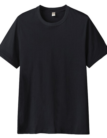 男士短袖t恤圆领韩版修身纯棉打底衫体恤夏装潮流半袖衣服男 纯色黑色