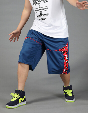 超大码男装 加肥加大码男休闲运动篮球短裤中裤夏季薄款短裤 e302蓝色