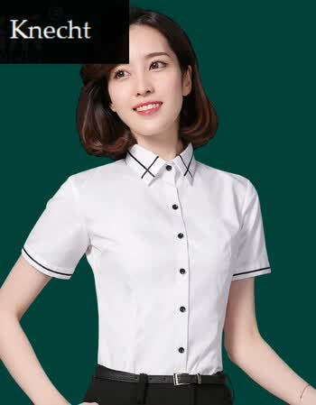 knecht白色衬衫女短袖韩范2018新款夏季职业正装工作服韩版工装衬衣sn